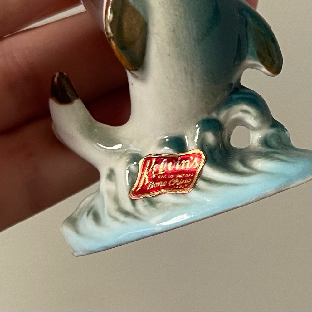 Vintage Sea World Toothpick Holder - Mini Figure Dolphin - Kelvin's Bone China - Picture 6 of 8